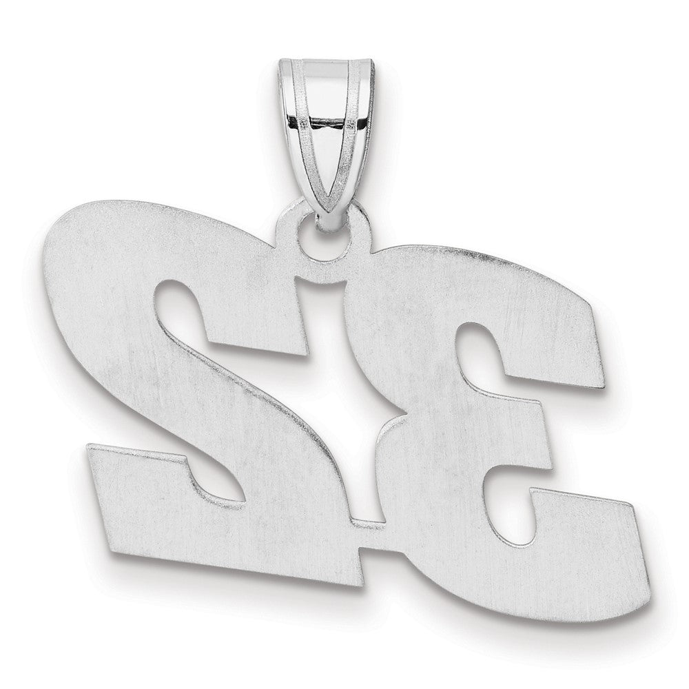 14K White Gold Polished Block Number 32 Pendant