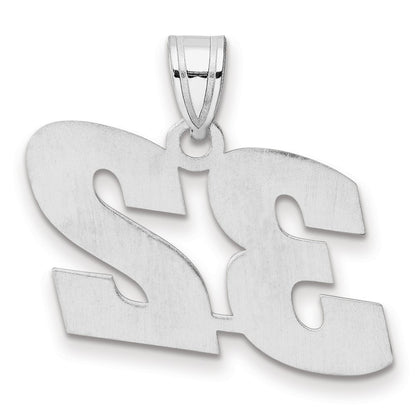 14K White Gold Polished Block Number 32 Pendant