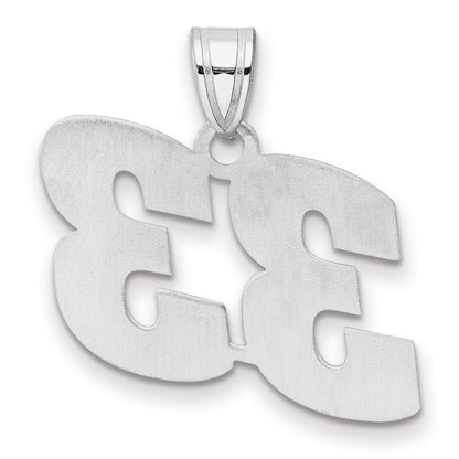 14K White Gold Polished Block Number 33 Pendant