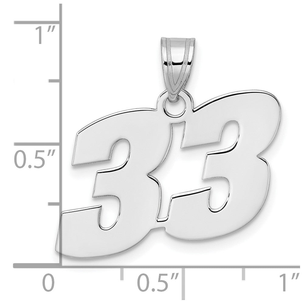 14K White Gold Polished Block Number 33 Pendant
