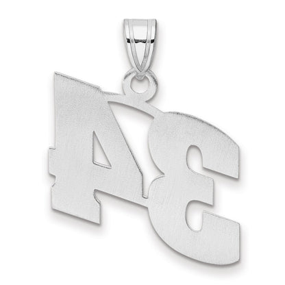 14K White Gold Polished Block Number 34 Pendant