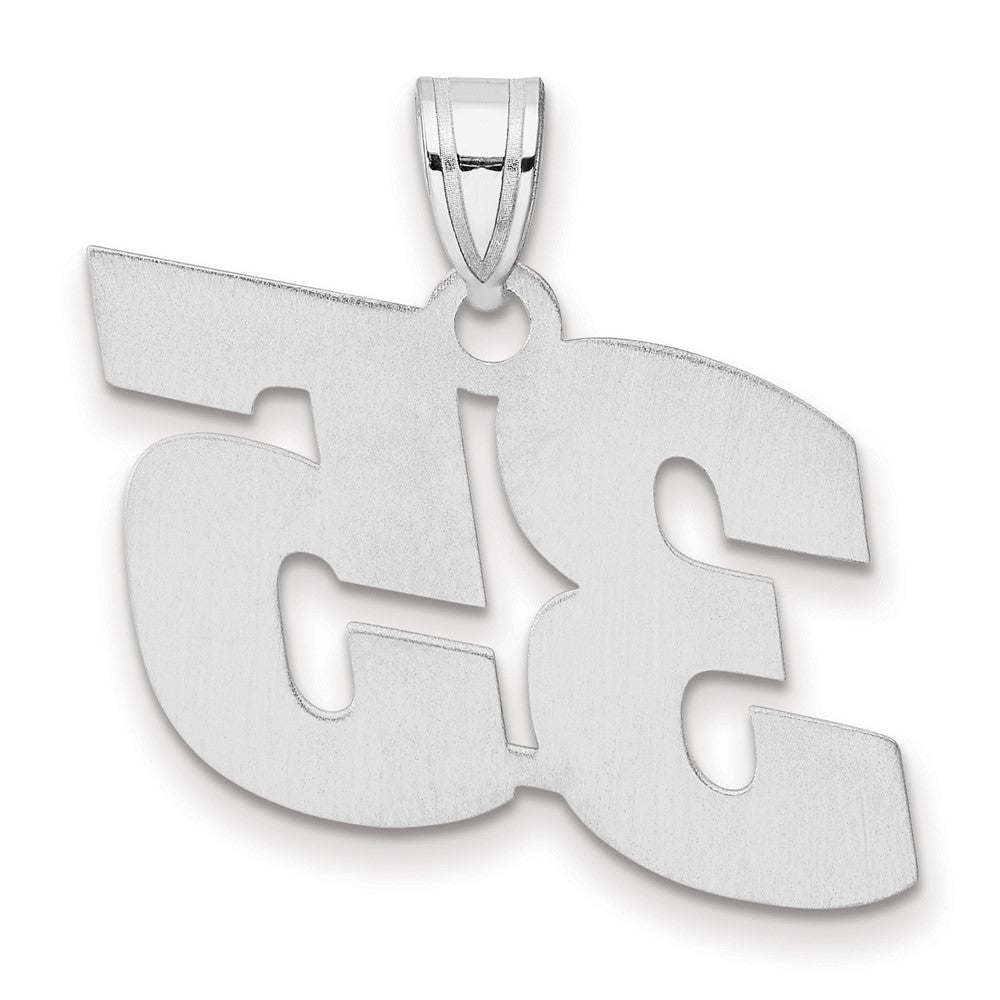 14K White Gold Polished Block Number 35 Pendant