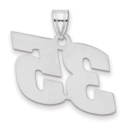 14K White Gold Polished Block Number 35 Pendant