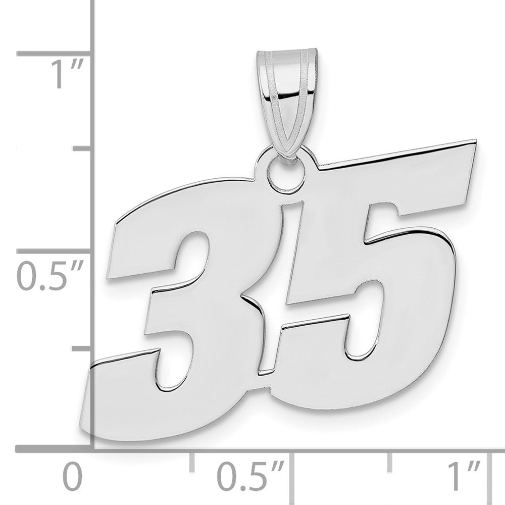 14K White Gold Polished Block Number 35 Pendant