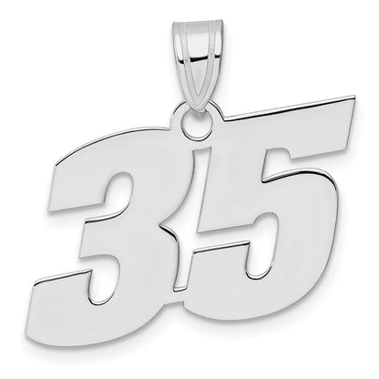 14K White Gold Polished Block Number 35 Pendant