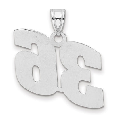 14K White Gold Polished Block Number 36 Pendant