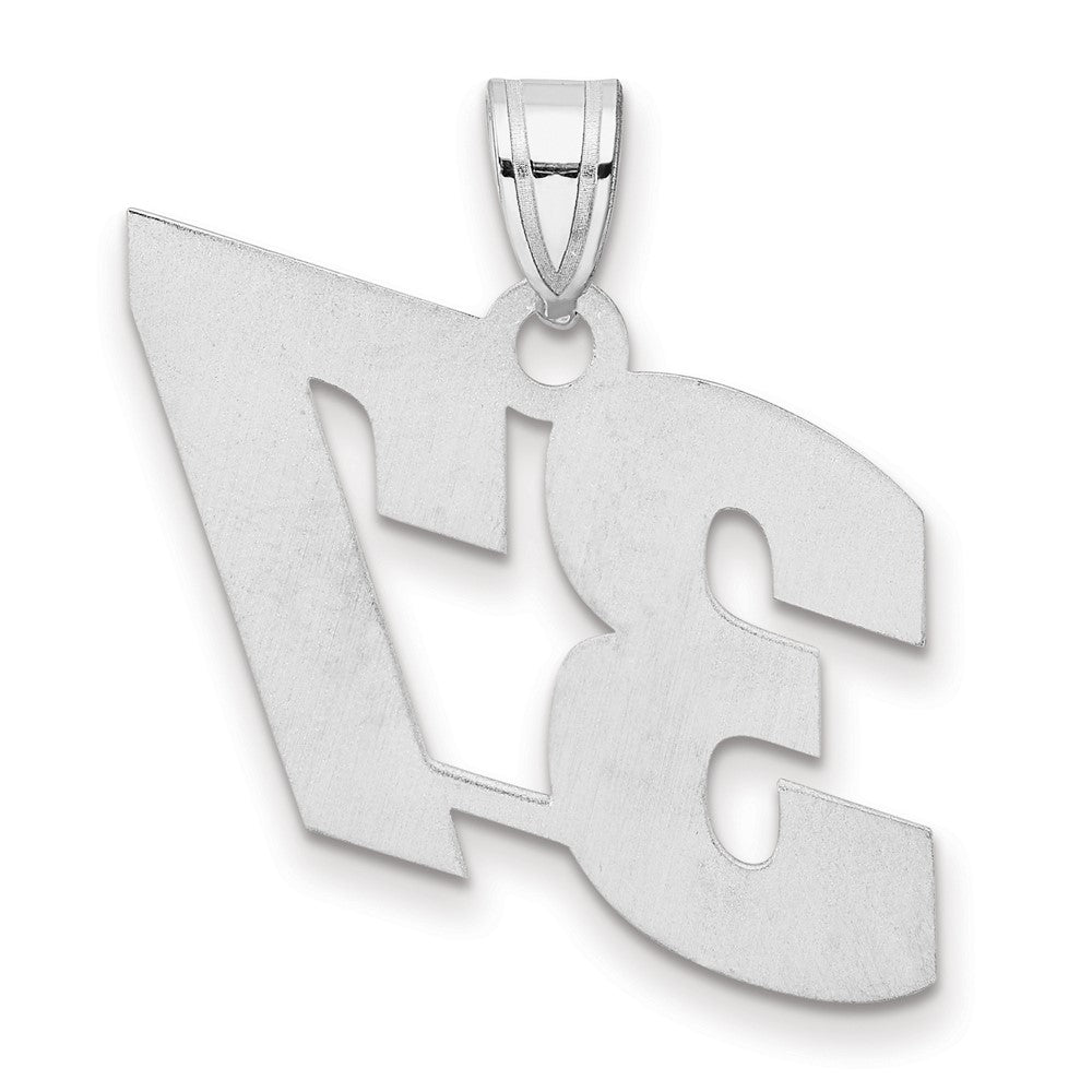 14K White Gold Polished Block Number 37 Pendant