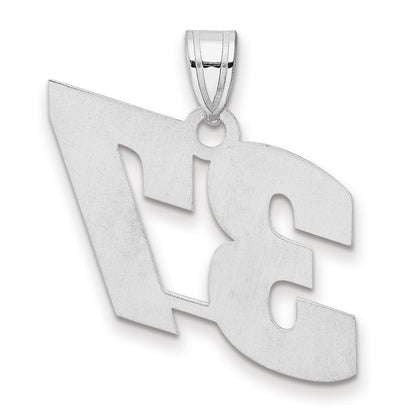 14K White Gold Polished Block Number 37 Pendant