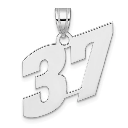14K White Gold Polished Block Number 37 Pendant