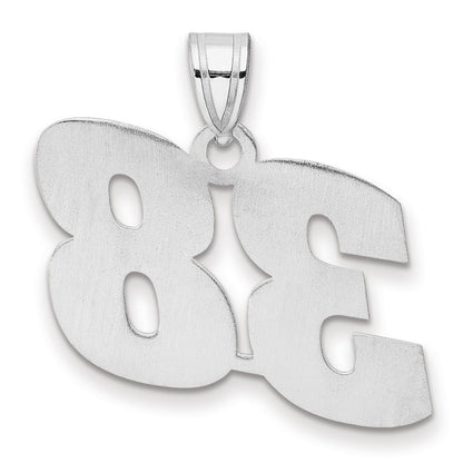 14K White Gold Polished Block Number 38 Pendant
