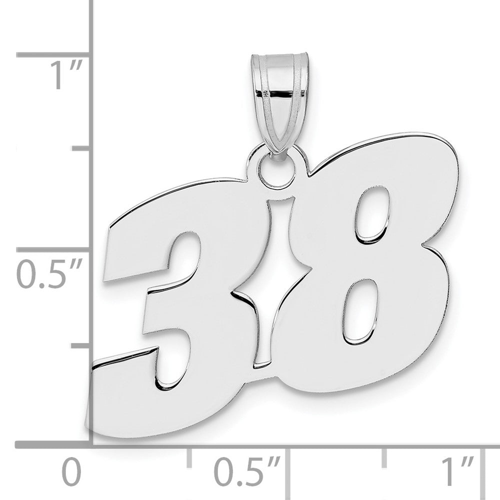 14K White Gold Polished Block Number 38 Pendant