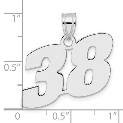 14K White Gold Polished Block Number 38 Pendant