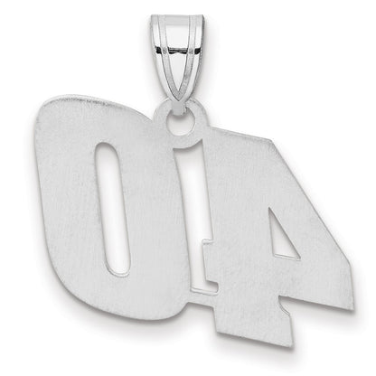 14K White Gold Polished Block Number 40 Pendant