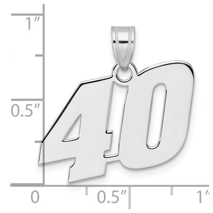14K White Gold Polished Block Number 40 Pendant