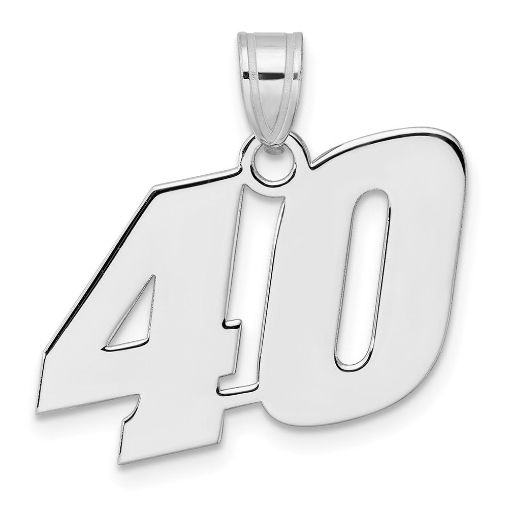 14K White Gold Polished Block Number 40 Pendant