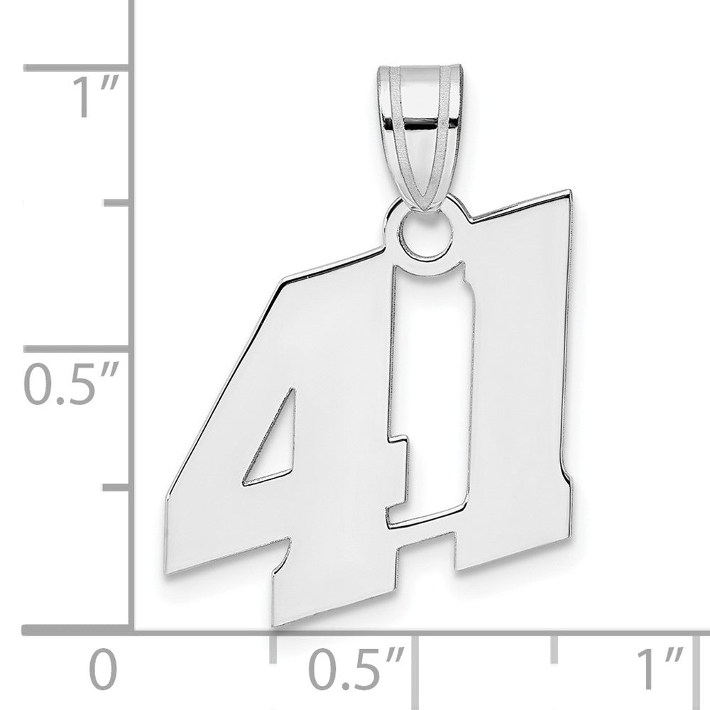14K White Gold Polished Block Number 41 Pendant