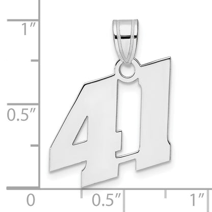 14K White Gold Polished Block Number 41 Pendant