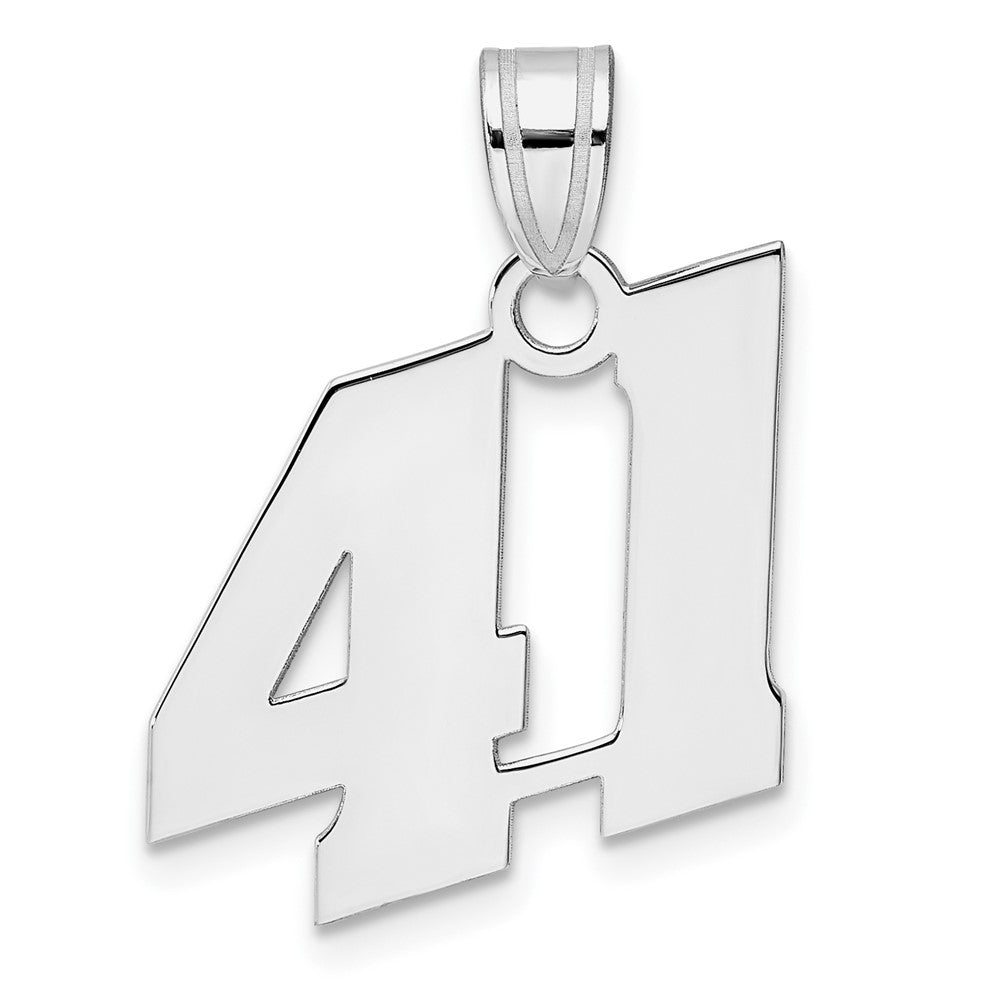 14K White Gold Polished Block Number 41 Pendant