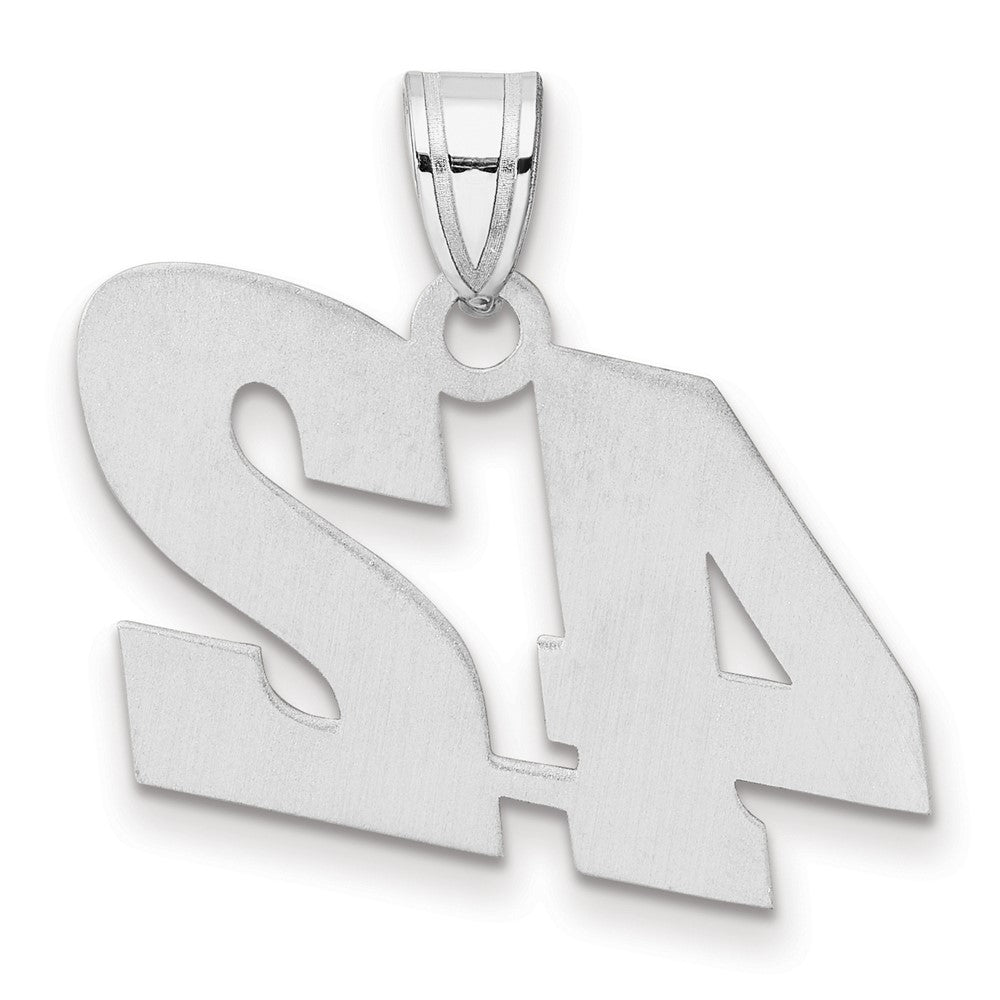 14K White Gold Polished Block Number 42 Pendant