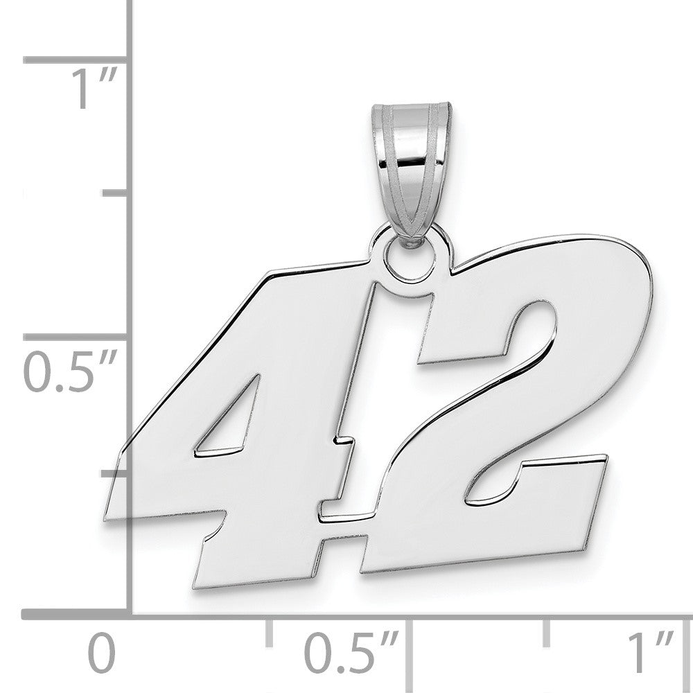 14K White Gold Polished Block Number 42 Pendant