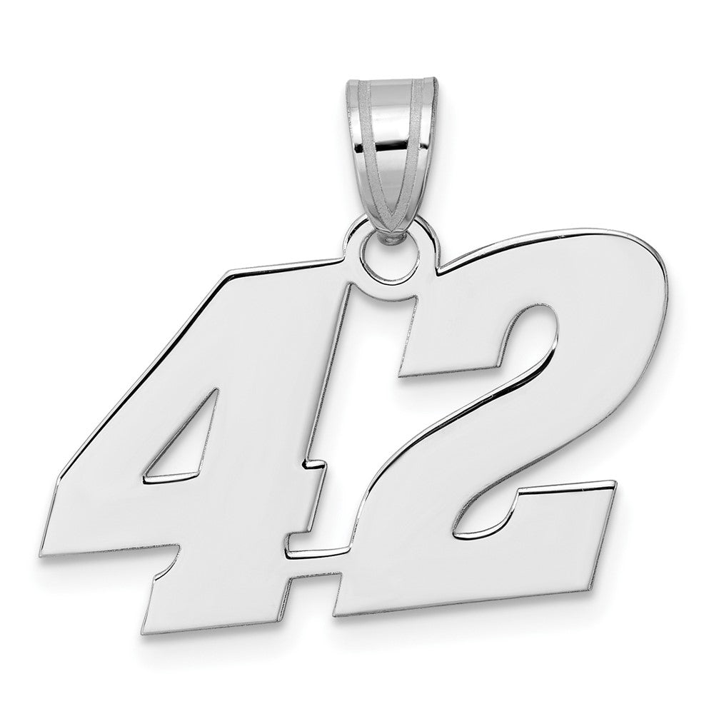 14K White Gold Polished Block Number 42 Pendant