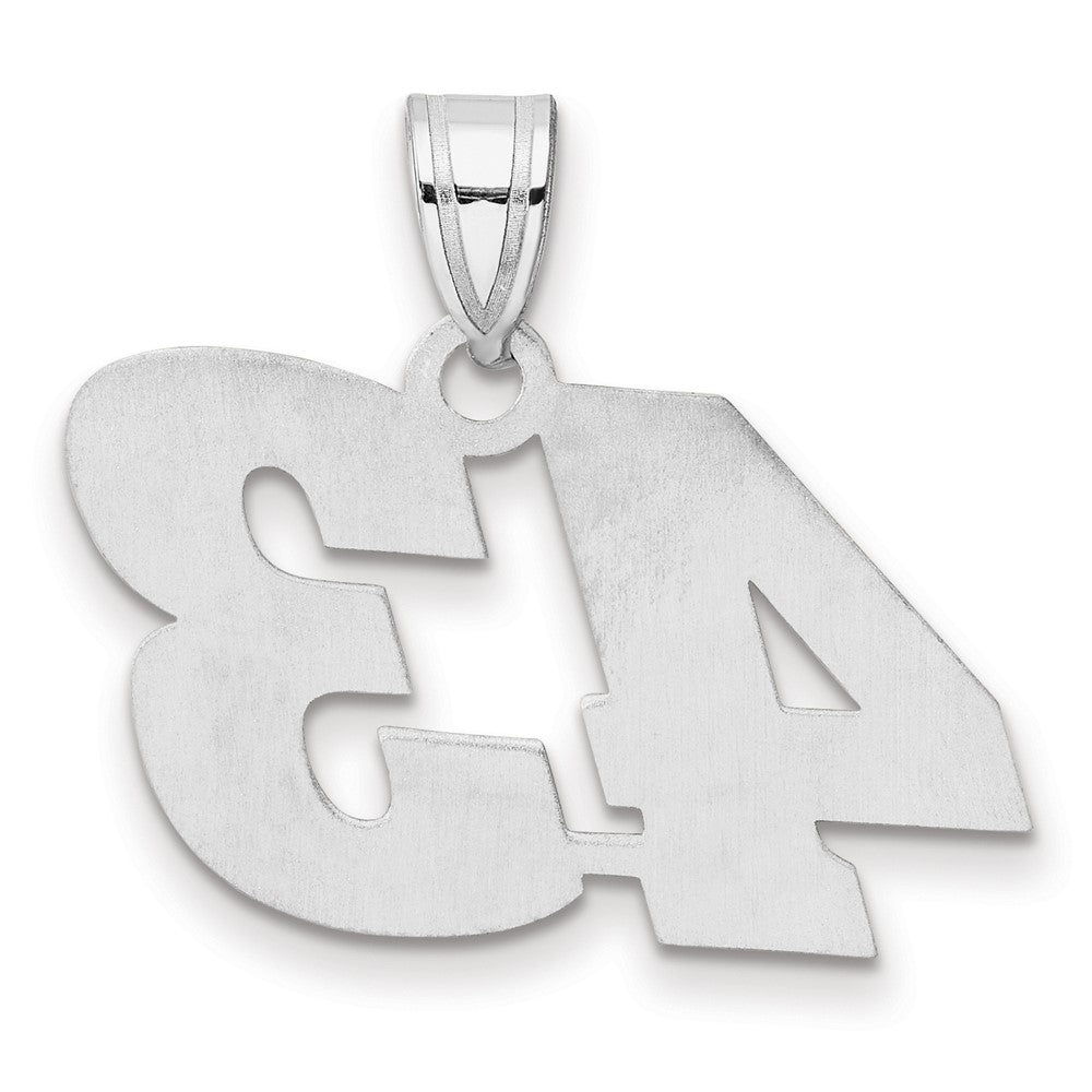 14K White Gold Polished Block Number 43 Pendant