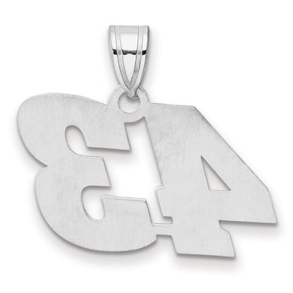 14K White Gold Polished Block Number 43 Pendant