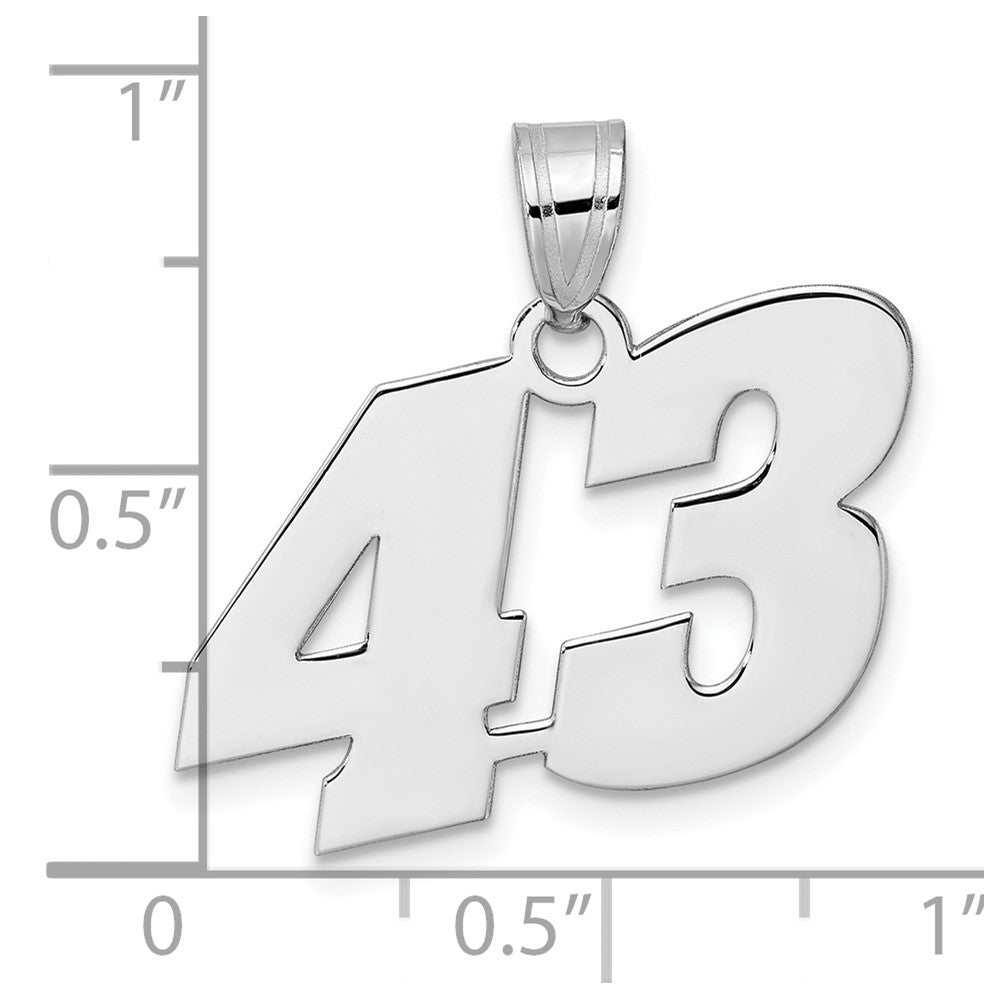 14K White Gold Polished Block Number 43 Pendant