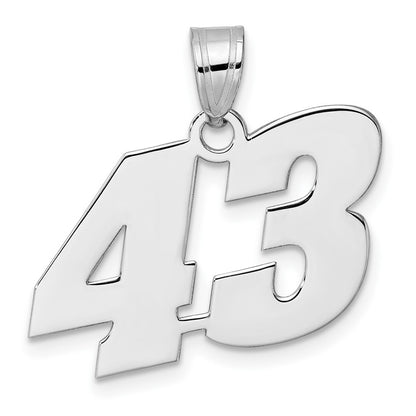 14K White Gold Polished Block Number 43 Pendant