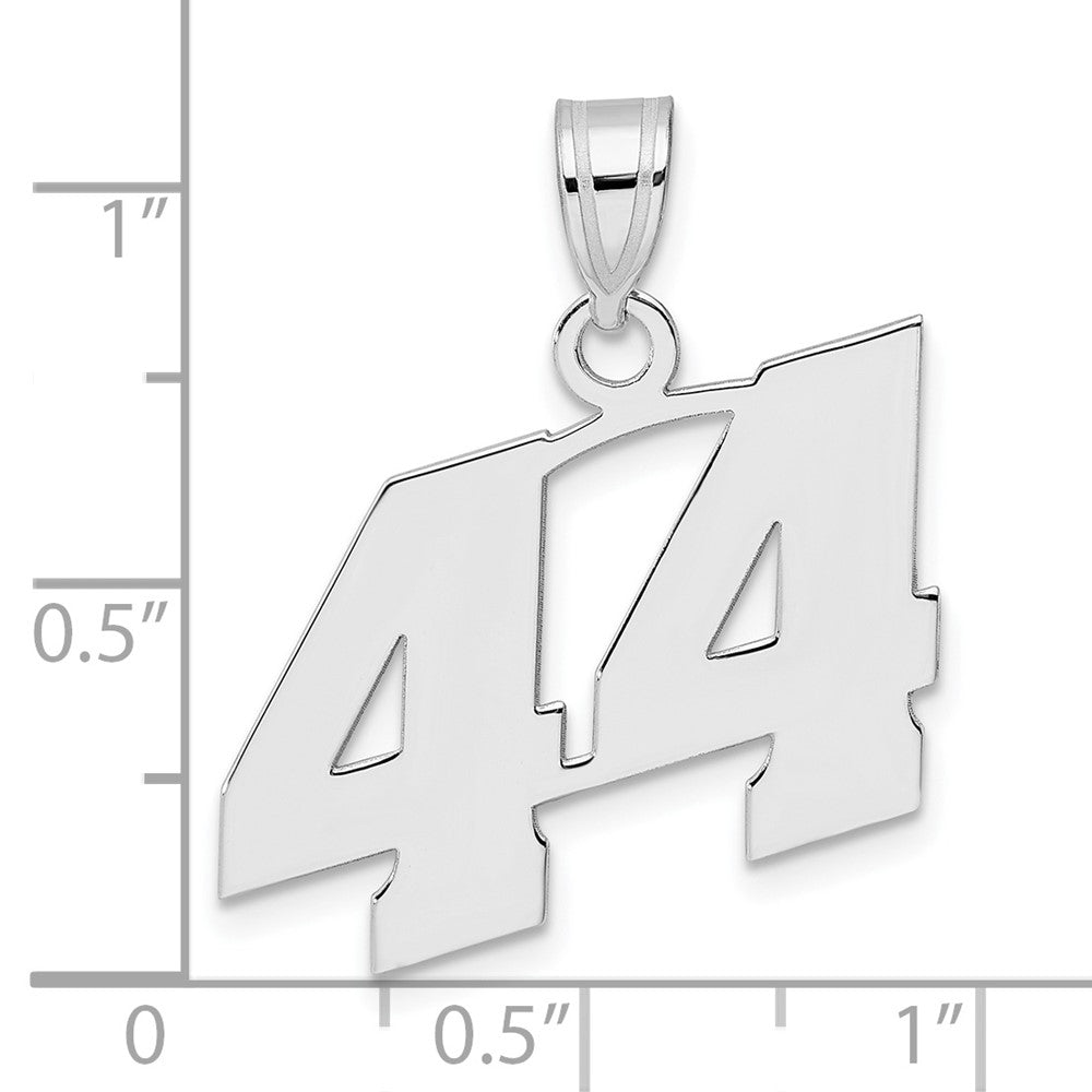 14K White Gold Polished Block Number 44 Pendant