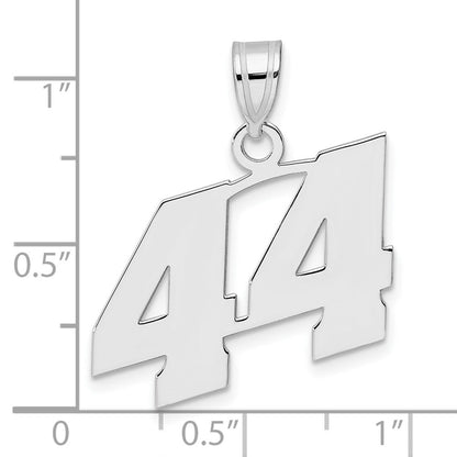 14K White Gold Polished Block Number 44 Pendant