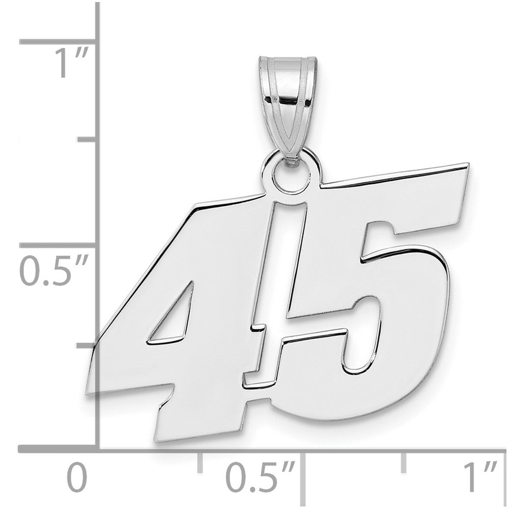 14K White Gold Polished Block Number 45 Pendant