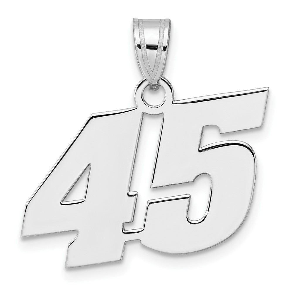 14K White Gold Polished Block Number 45 Pendant