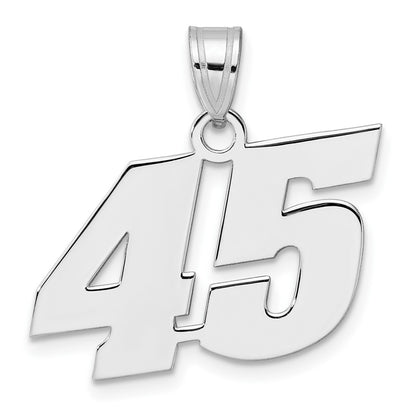 14K White Gold Polished Block Number 45 Pendant
