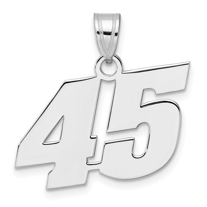 14K White Gold Polished Block Number 45 Pendant