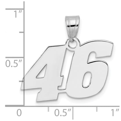 14K White Gold Polished Block Number 46 Pendant