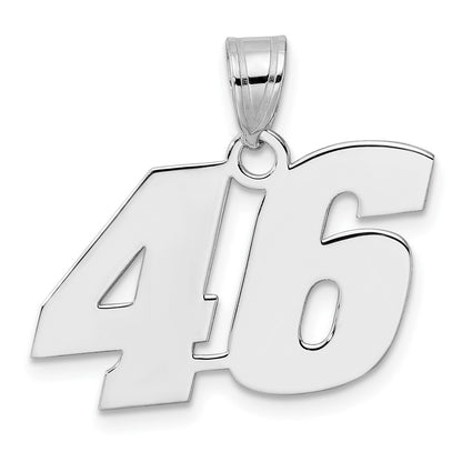 14K White Gold Polished Block Number 46 Pendant