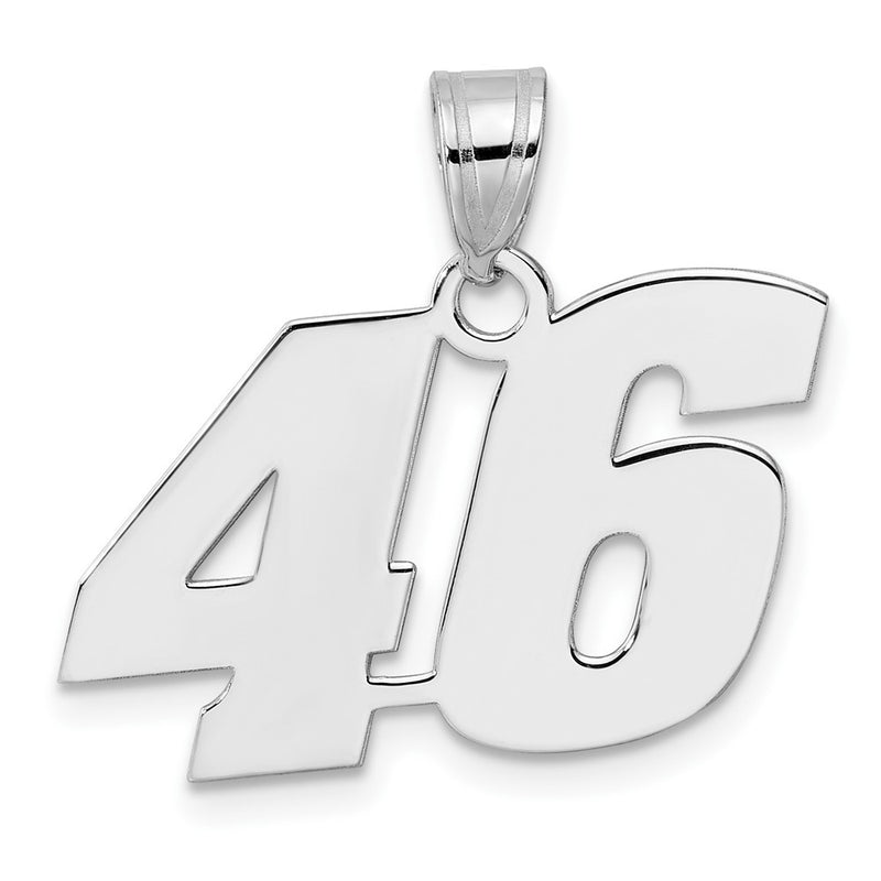 14K White Gold Polished Block Number 46 Pendant