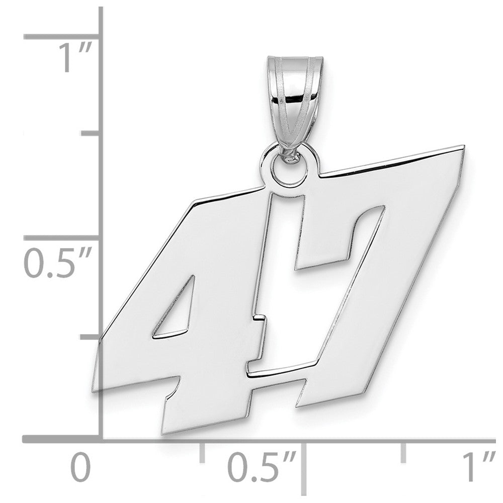 14K White Gold Polished Block Number 47 Pendant