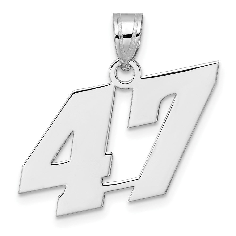 14K White Gold Polished Block Number 47 Pendant