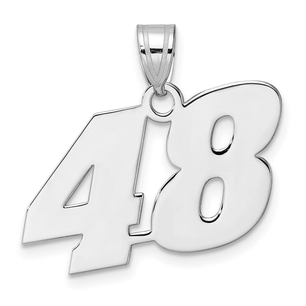 14K White Gold Polished Block Number 48 Pendant