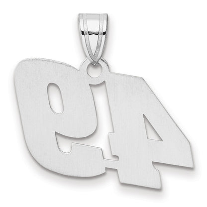 14K White Gold Polished Block Number 49 Pendant