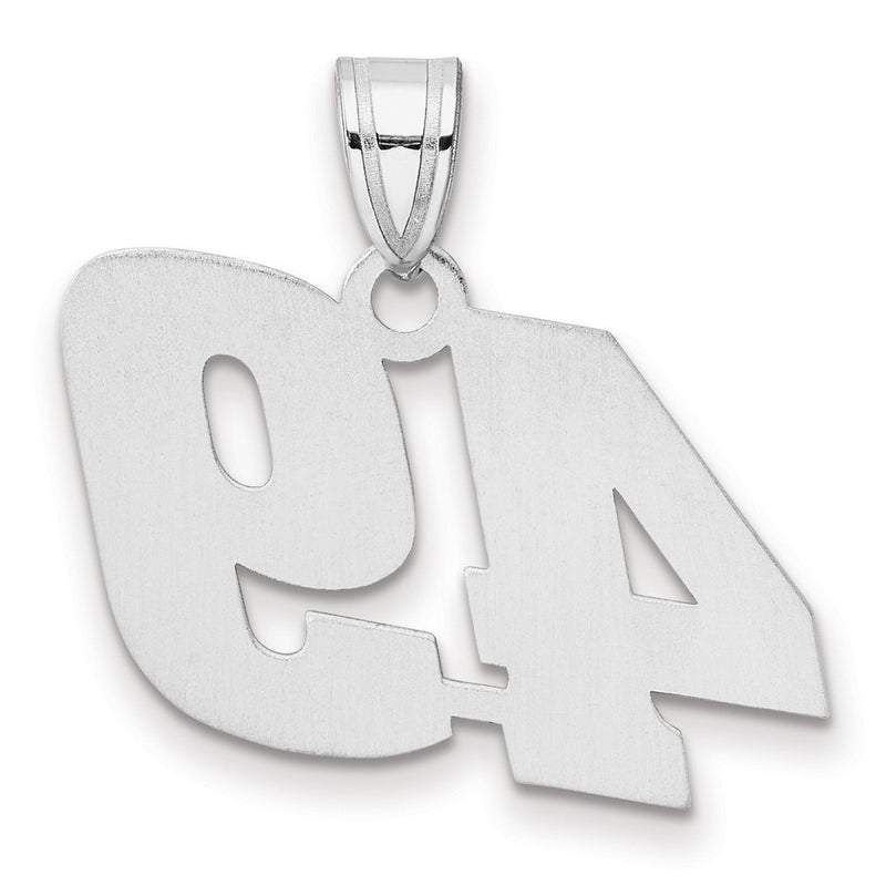 14K White Gold Polished Block Number 49 Pendant