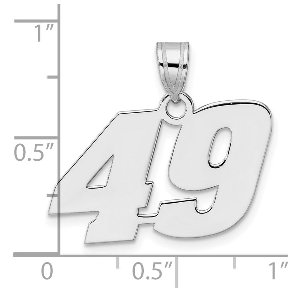14K White Gold Polished Block Number 49 Pendant