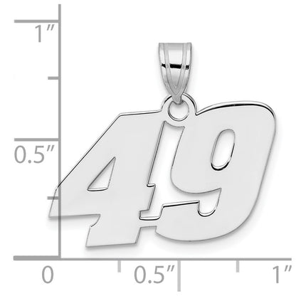 14K White Gold Polished Block Number 49 Pendant