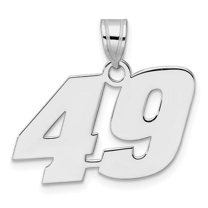 14K White Gold Polished Block Number 49 Pendant