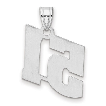 14K White Gold Polished Block Number 51 Pendant