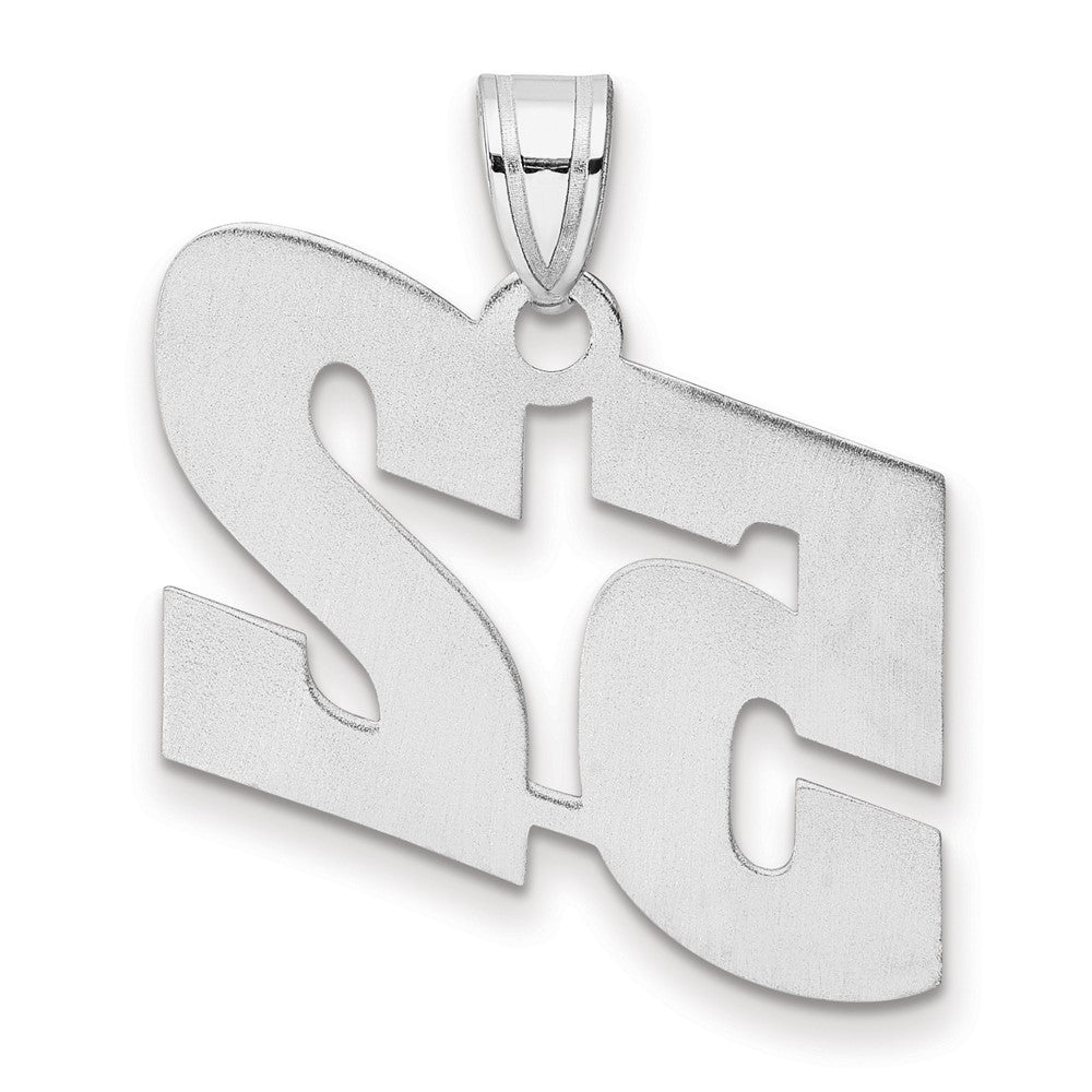14K White Gold Polished Block Number 52 Pendant