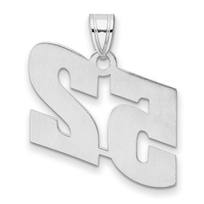 14K White Gold Polished Block Number 52 Pendant