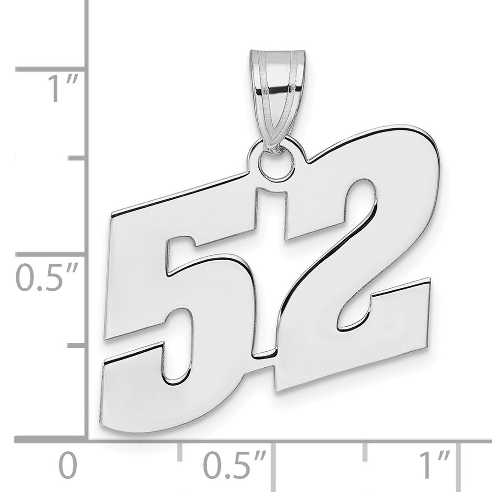 14K White Gold Polished Block Number 52 Pendant